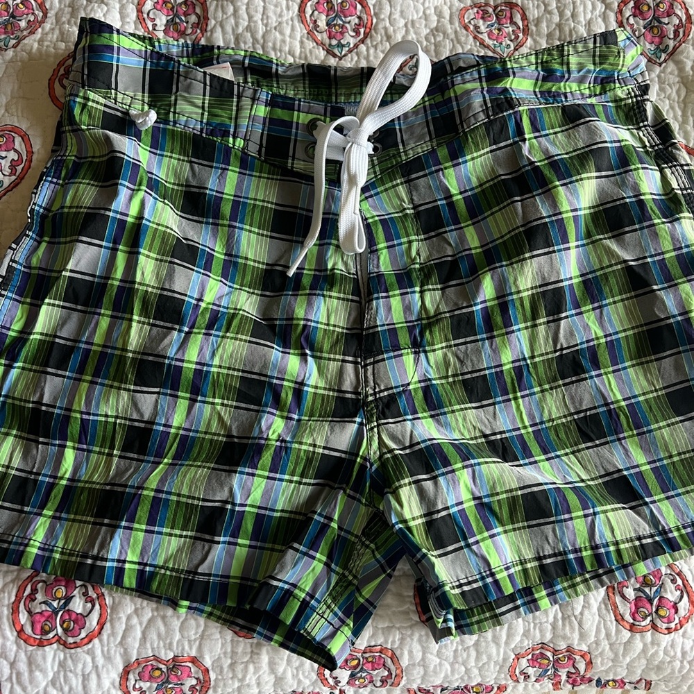 Sundek Green and Blue Plaid Men's Hybrid Shorts